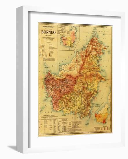 Borneo - Panoramic Map-Lantern Press-Framed Art Print
