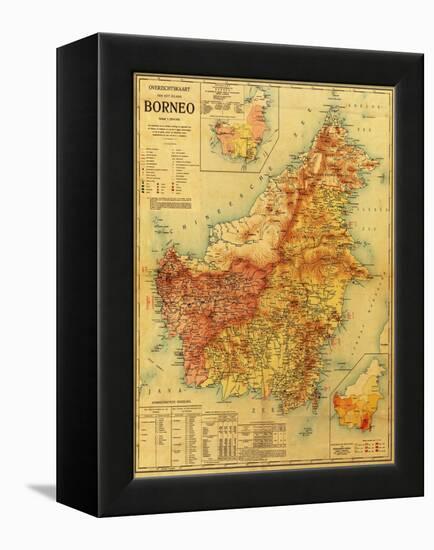 Borneo - Panoramic Map-Lantern Press-Framed Stretched Canvas