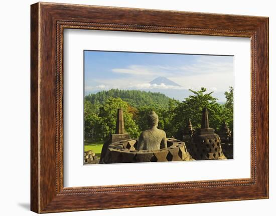 Borobodurwith Mount Merapi in the Distance, Kedu Plain, Java, Indonesia-Jochen Schlenker-Framed Photographic Print