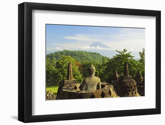 Borobodurwith Mount Merapi in the Distance, Kedu Plain, Java, Indonesia-Jochen Schlenker-Framed Photographic Print