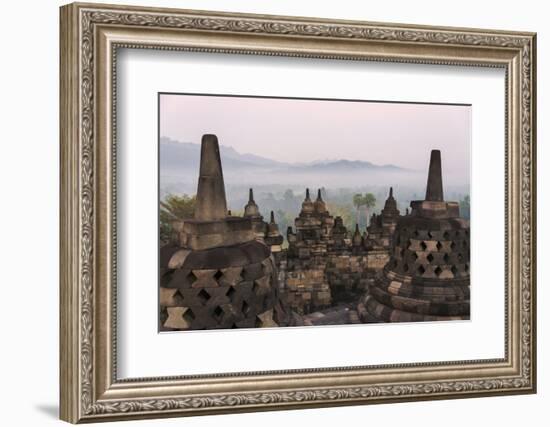 Borobudur at Dawn, UNESCO World Heritage Site, Java, Indonesia-Keren Su-Framed Photographic Print