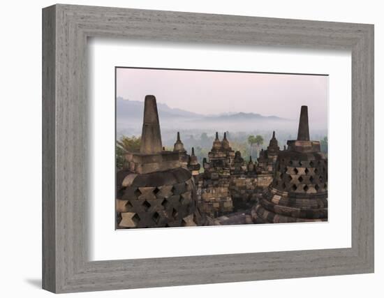 Borobudur at Dawn, UNESCO World Heritage Site, Java, Indonesia-Keren Su-Framed Photographic Print