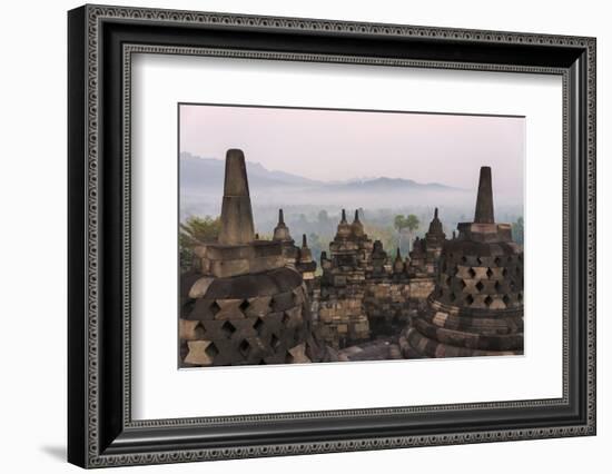 Borobudur at Dawn, UNESCO World Heritage Site, Java, Indonesia-Keren Su-Framed Photographic Print