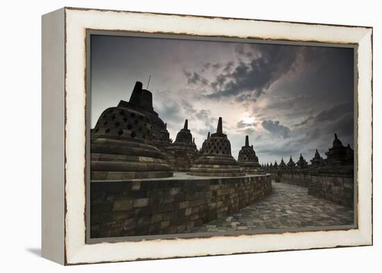 Borobudur Temple, a World Heritage Site in Central Java-Alex Saberi-Framed Premier Image Canvas