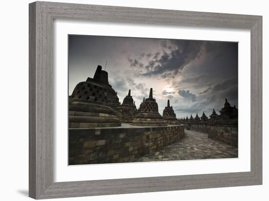 Borobudur Temple, a World Heritage Site in Central Java-Alex Saberi-Framed Photographic Print