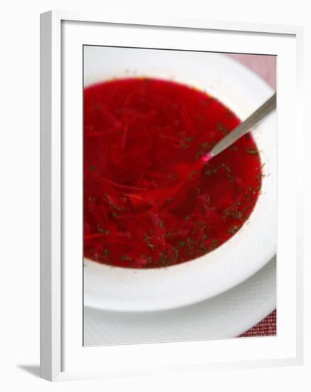 Borscht, a Traditional Russian Beetroot Soup, Moscow, Russia, Europe-Yadid Levy-Framed Photographic Print