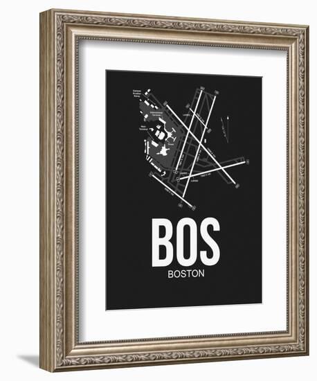 BOS Boston Airport Black-NaxArt-Framed Art Print