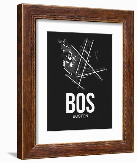 BOS Boston Airport Black-NaxArt-Framed Art Print