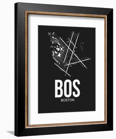 BOS Boston Airport Black-NaxArt-Framed Art Print