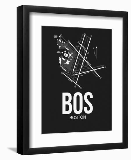 BOS Boston Airport Black-NaxArt-Framed Art Print