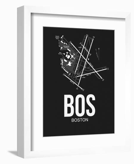 BOS Boston Airport Black-NaxArt-Framed Art Print