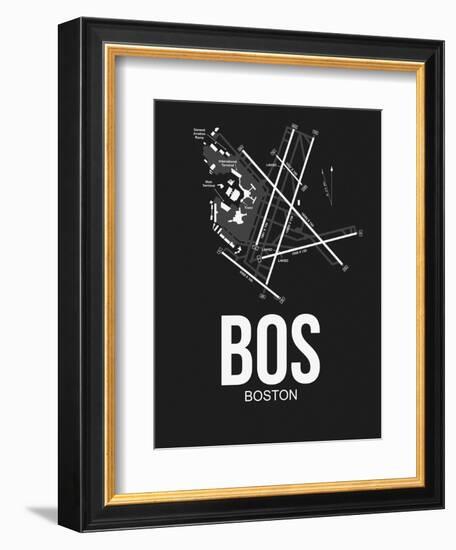 BOS Boston Airport Black-NaxArt-Framed Art Print