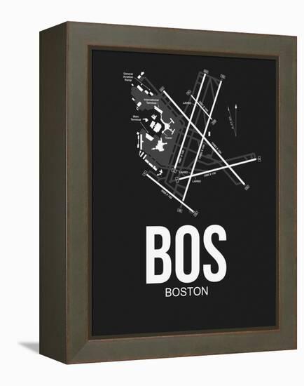 BOS Boston Airport Black-NaxArt-Framed Stretched Canvas