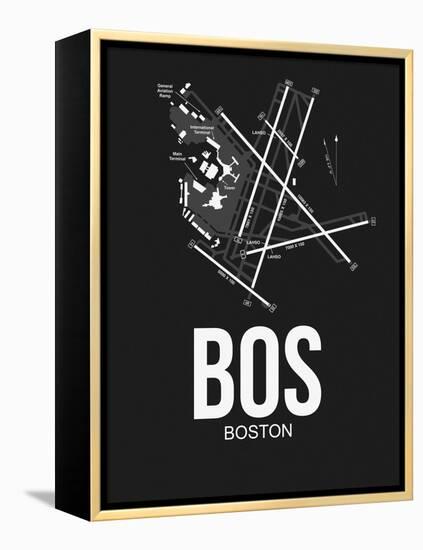 BOS Boston Airport Black-NaxArt-Framed Stretched Canvas