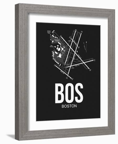 BOS Boston Airport Black-NaxArt-Framed Art Print