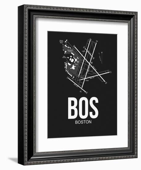 BOS Boston Airport Black-NaxArt-Framed Premium Giclee Print