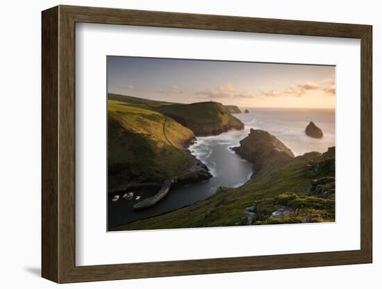 Boscastle harbour, at dusk, Boscastle, Cornwall, UK-Ross Hoddinott-Framed Photographic Print