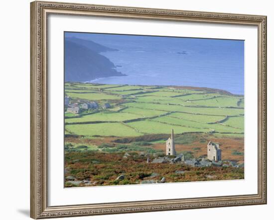 Bosigran Tin Mine Near St. Ives, West Penwith Coast, Cornwall, England, UK-John Miller-Framed Photographic Print