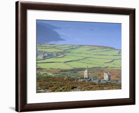 Bosigran Tin Mine Near St. Ives, West Penwith Coast, Cornwall, England, UK-John Miller-Framed Photographic Print
