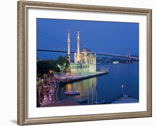 Bosphoros River Bridge and Ortakoy Camii Mosque, Ortakoy District, Istanbul, Turkey-Gavin Hellier-Framed Photographic Print