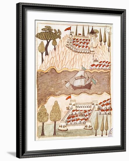 Bosphorus Fortresses, Miniature, Turkey 17th Century-null-Framed Giclee Print