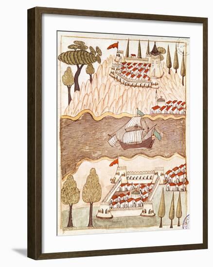 Bosphorus Fortresses, Miniature, Turkey 17th Century-null-Framed Giclee Print