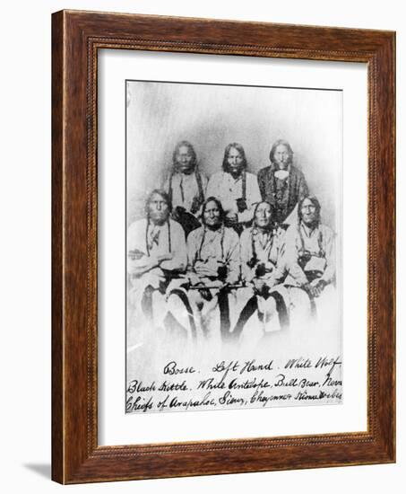 Bosse, Left Hand, White Wolf, Black Kettle, White Antelope, Bull Bear, Neva: Chiefs of Arapahoe,…-null-Framed Photographic Print