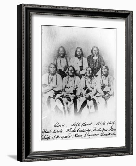 Bosse, Left Hand, White Wolf, Black Kettle, White Antelope, Bull Bear, Neva: Chiefs of Arapahoe,…-null-Framed Photographic Print