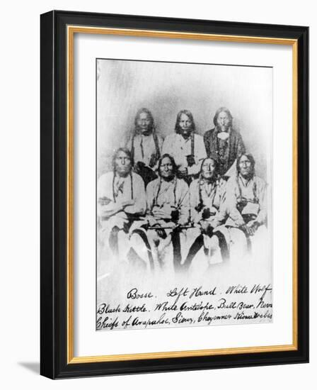 Bosse, Left Hand, White Wolf, Black Kettle, White Antelope, Bull Bear, Neva: Chiefs of Arapahoe,…-null-Framed Photographic Print