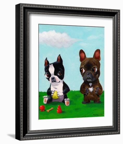 Boston and Frenchie-Brian Rubenacker-Framed Art Print