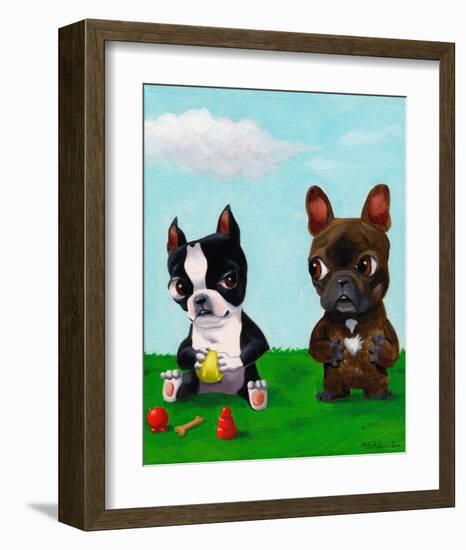 Boston and Frenchie-Brian Rubenacker-Framed Art Print