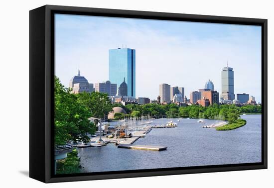 Boston Back Bay with Sailing Boat and Urban Building City Skyline in the Morning.-Songquan Deng-Framed Premier Image Canvas