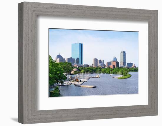 Boston Back Bay with Sailing Boat and Urban Building City Skyline in the Morning.-Songquan Deng-Framed Photographic Print