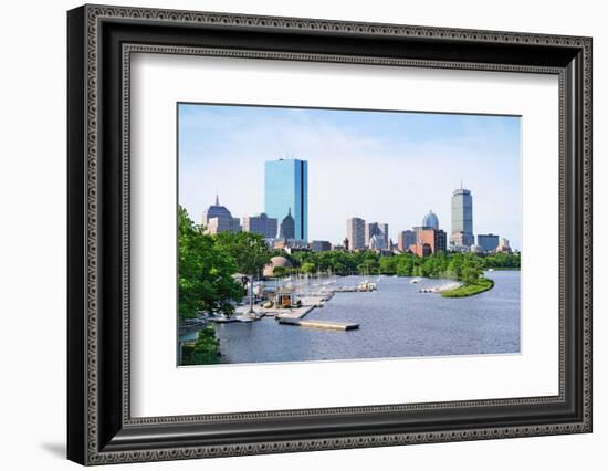 Boston Back Bay with Sailing Boat and Urban Building City Skyline in the Morning.-Songquan Deng-Framed Photographic Print
