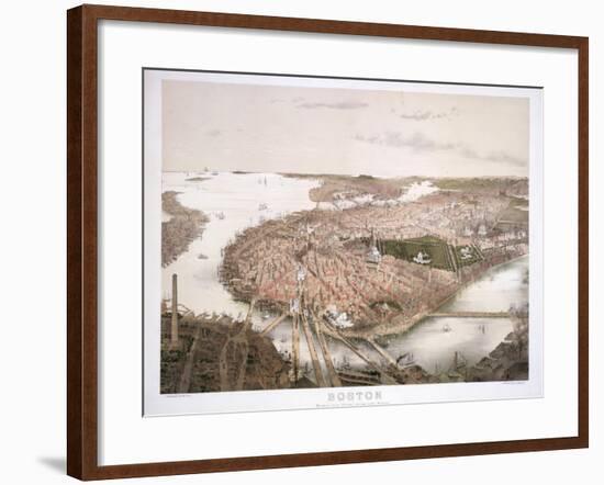 Boston - Bird's Eye View from the North-null-Framed Giclee Print