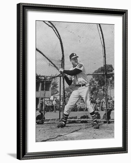 Boston Braves Bob Elliott at Bat During Spring Training-Gjon Mili-Framed Premium Photographic Print