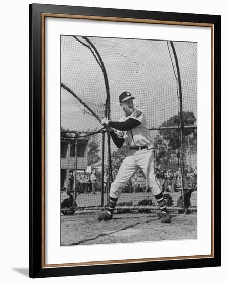 Boston Braves Bob Elliott at Bat During Spring Training-Gjon Mili-Framed Premium Photographic Print