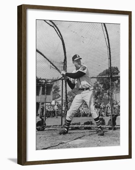 Boston Braves Bob Elliott at Bat During Spring Training-Gjon Mili-Framed Premium Photographic Print