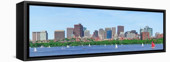 Boston Charles River Panorama with Urban Skyline Skyscrapers and Sailing Boat.-Songquan Deng-Framed Premier Image Canvas