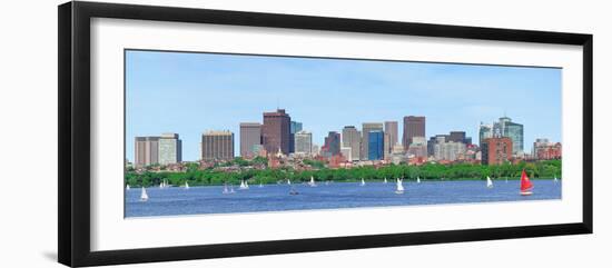 Boston Charles River Panorama with Urban Skyline Skyscrapers and Sailing Boat.-Songquan Deng-Framed Photographic Print