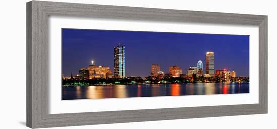 Boston City Skyline with Prudential Tower and Hancock Building and Urban Skyscrapers over Charles R-Songquan Deng-Framed Photographic Print