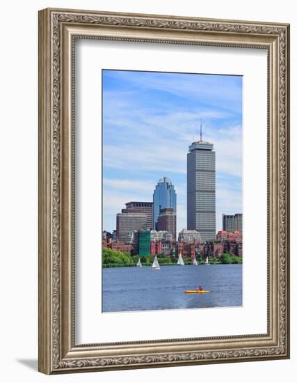 Boston City Skyline with Prudential Tower and Urban Skyscrapers over Charles River.-Songquan Deng-Framed Photographic Print