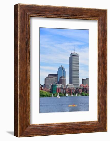 Boston City Skyline with Prudential Tower and Urban Skyscrapers over Charles River.-Songquan Deng-Framed Photographic Print