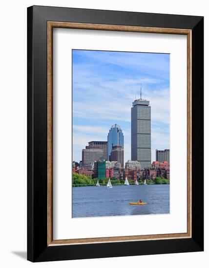 Boston City Skyline with Prudential Tower and Urban Skyscrapers over Charles River.-Songquan Deng-Framed Photographic Print