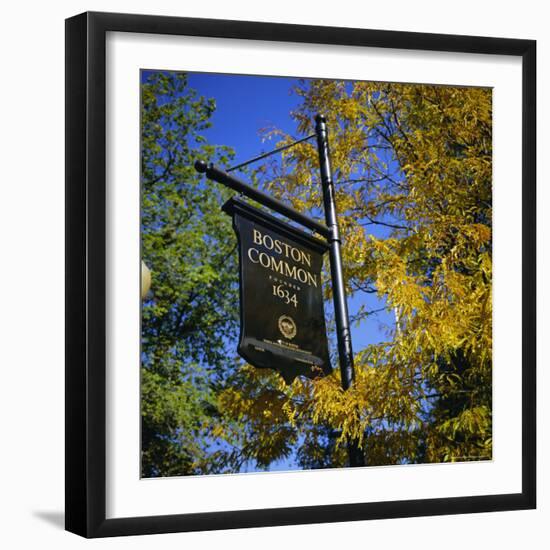 Boston Common Sign, Boston Common, Massachusetts, New England, USA-Roy Rainford-Framed Photographic Print