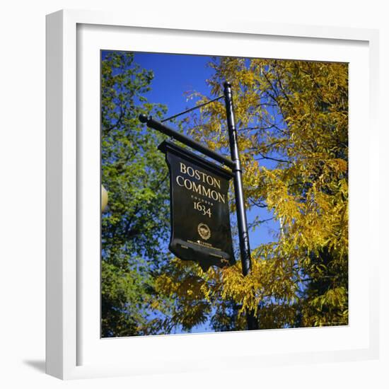 Boston Common Sign, Boston Common, Massachusetts, New England, USA-Roy Rainford-Framed Photographic Print