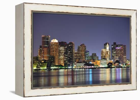 Boston Downtown at Dusk with Urban Buildings Illuminated at Dusk after Sunset.-Songquan Deng-Framed Premier Image Canvas