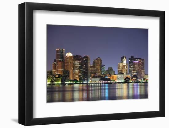 Boston Downtown at Dusk with Urban Buildings Illuminated at Dusk after Sunset.-Songquan Deng-Framed Photographic Print