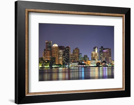 Boston Downtown at Dusk with Urban Buildings Illuminated at Dusk after Sunset.-Songquan Deng-Framed Photographic Print