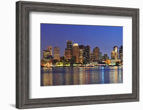 Boston Downtown at Dusk with Urban Buildings Illuminated at Dusk after Sunset.-Songquan Deng-Framed Photographic Print